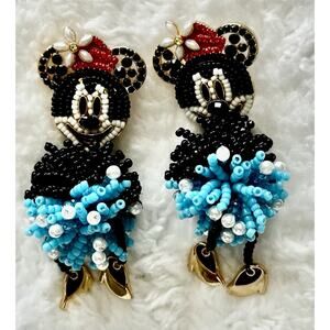 Baublebar x Disney Minnie Mouse Earrings Blue and White Beaded Jewelry